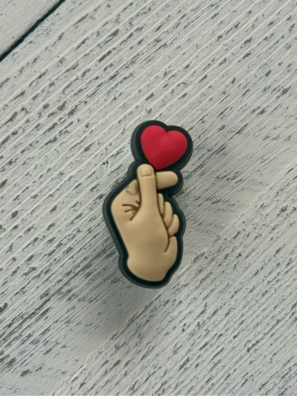 (5/$15) Heart Finger Crocs Shoe Charm - Unbranded
